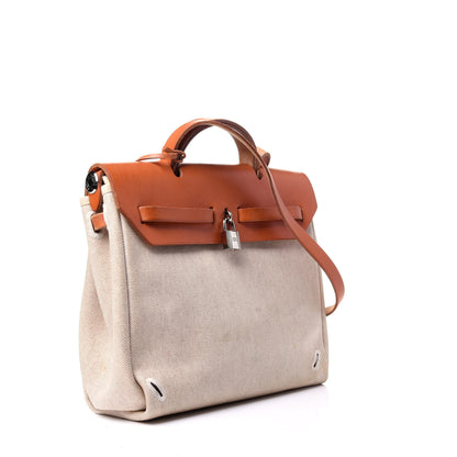 Hermes Toile Vache Calfskin Herbag 30 PM Backpack Natural 5 of 32