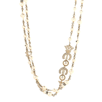 Chanel Pearl Crystal CC Coco Necklace Gold 1 of 6
