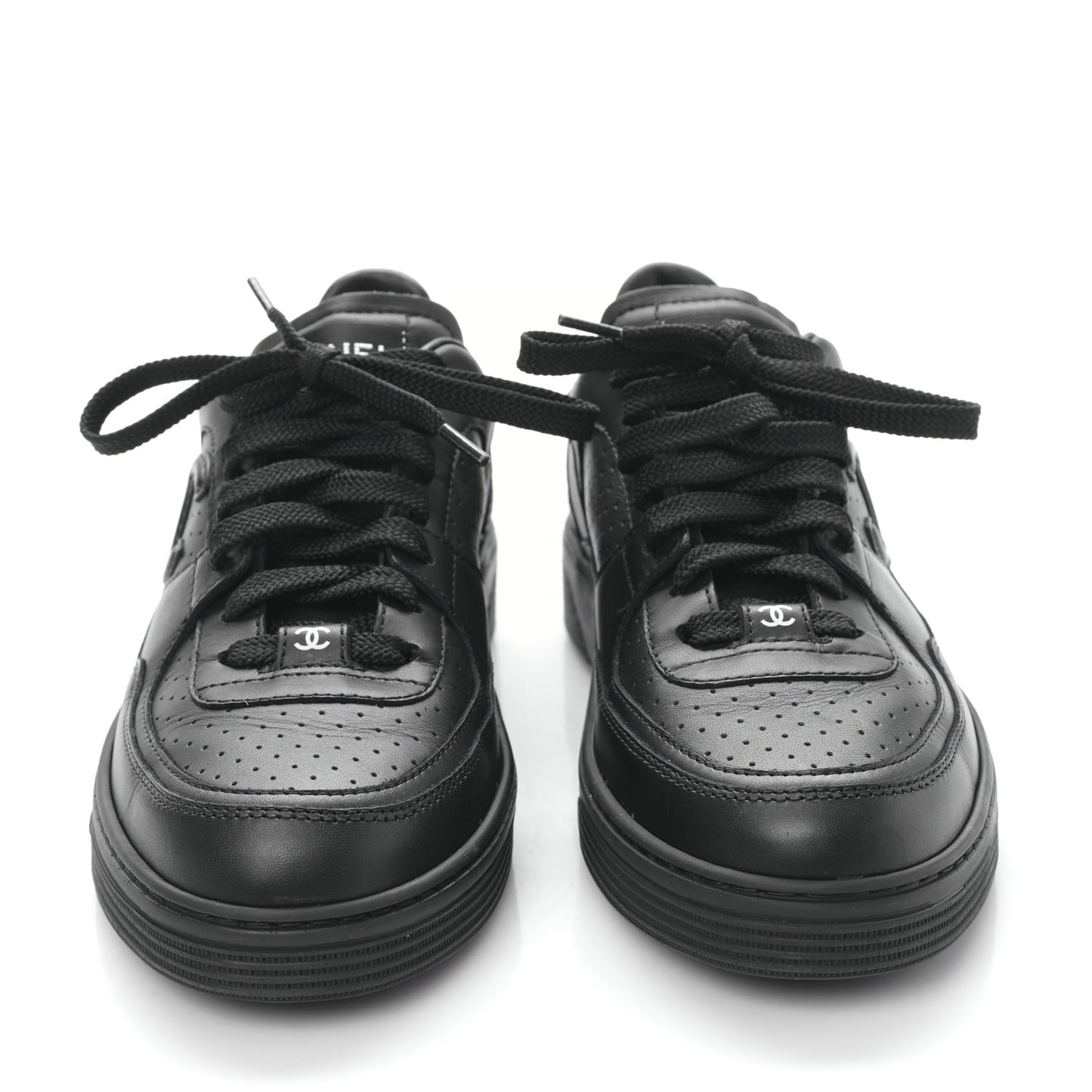 Calfskin CC Womens Sneakers 38.5 Black