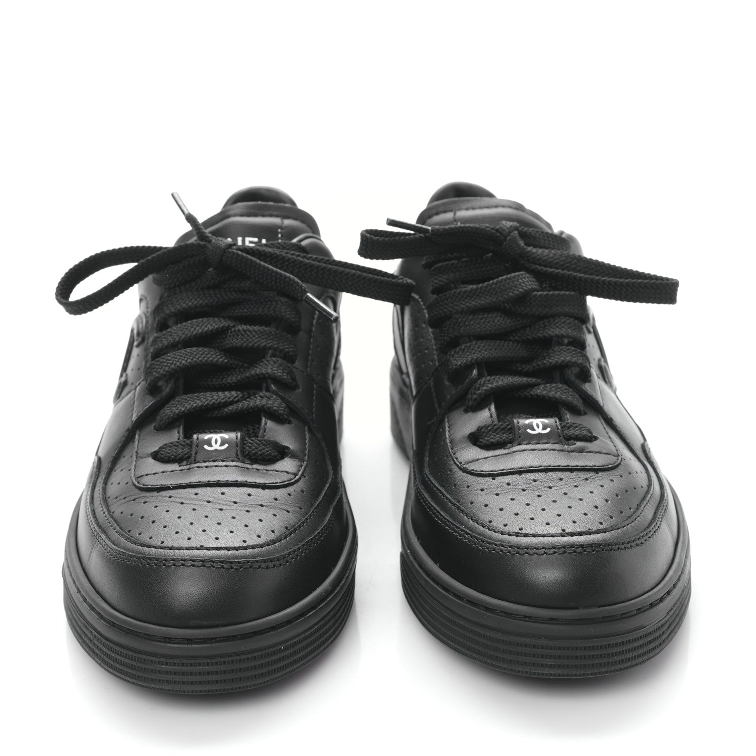 Chanel Calfskin CC Womens Sneakers 38.5 Black 2 of 8