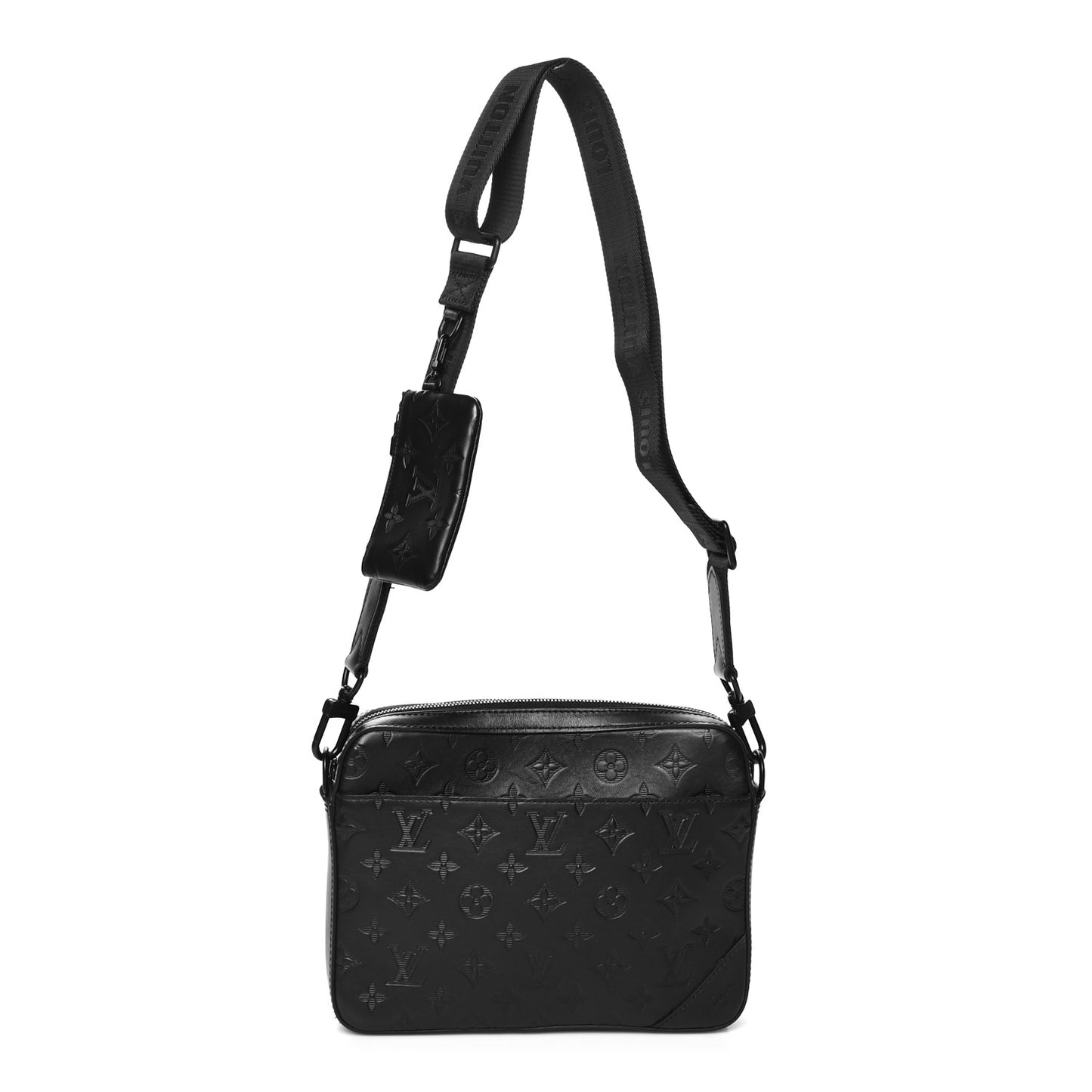 Calfskin Monogram Shadow Duo Messenger Black