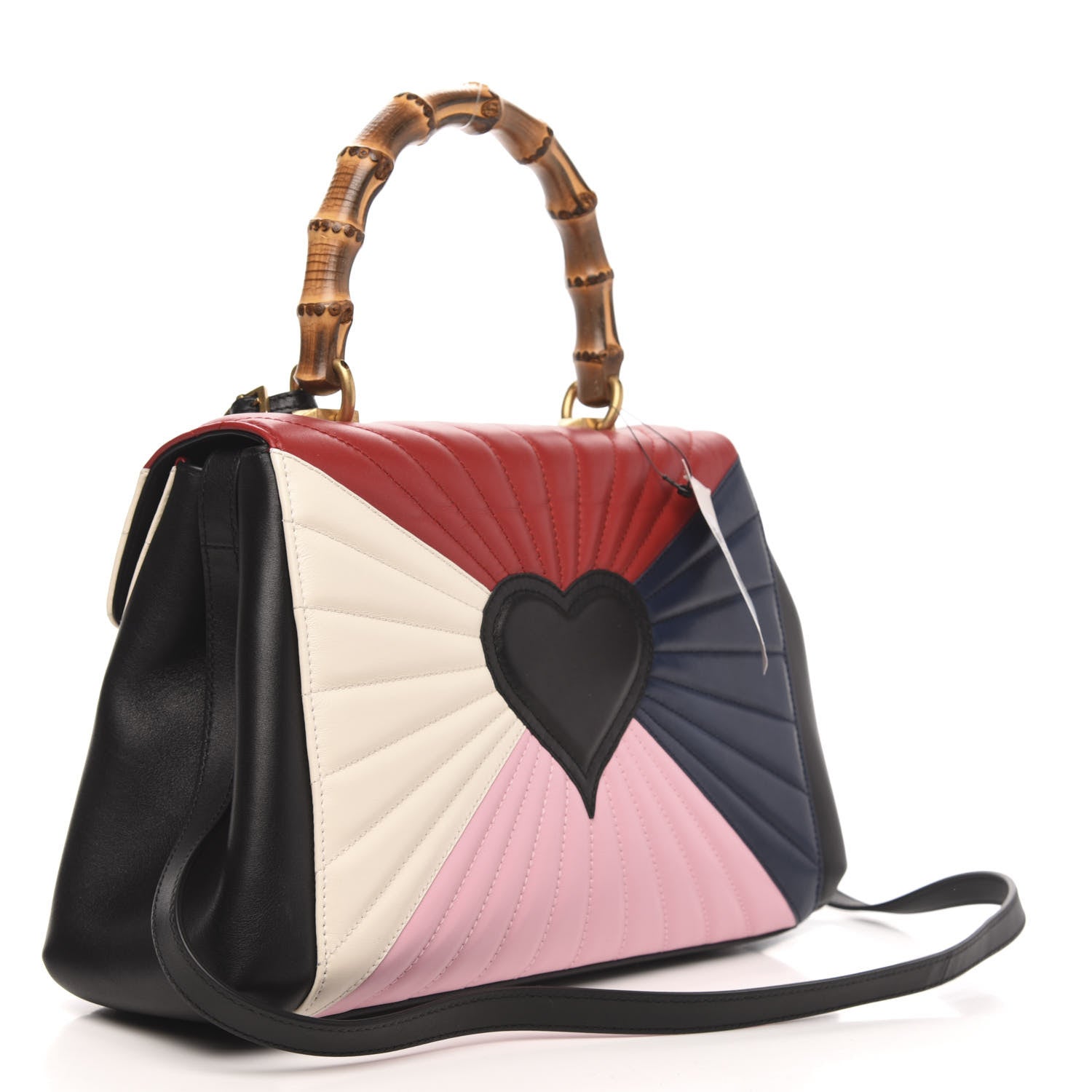 Gucci Calfskin Bamboo Trapuntata Queen Margaret Top Handle Bag Blue Agata Hibiscus Red Mystic White Sugar Pink 3 of 11