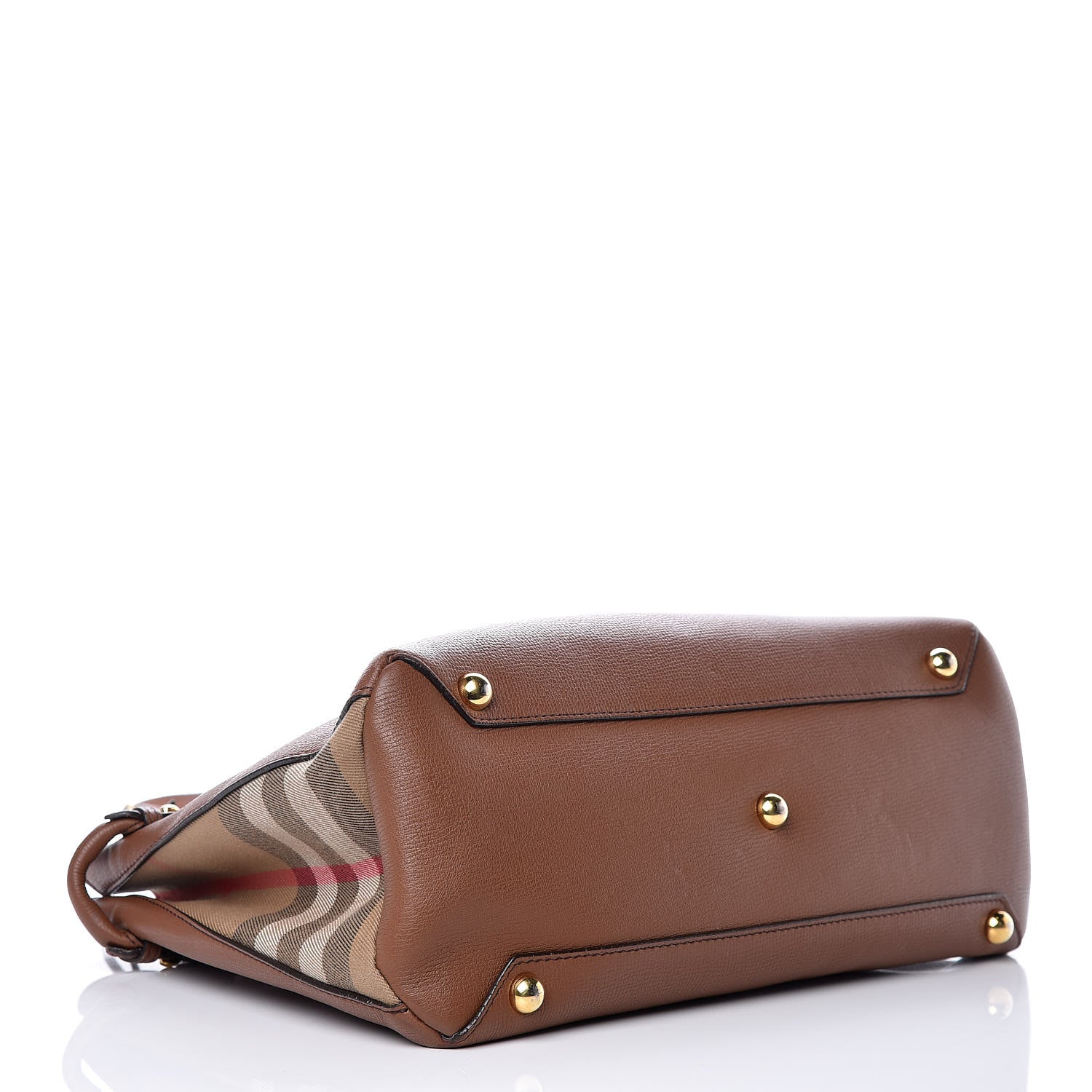 Burberry Grainy Calfskin House Check Medium Banner Tote Tan 4 of 15