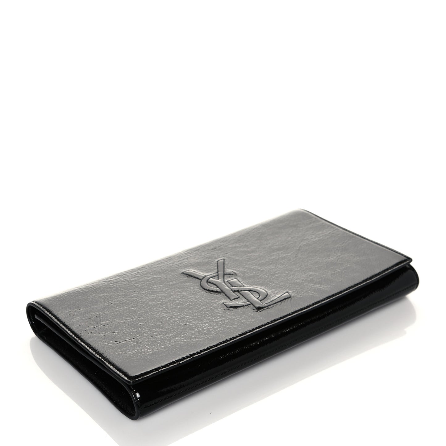 Textured Patent Monogram Large Belle De Jour Clutch Black