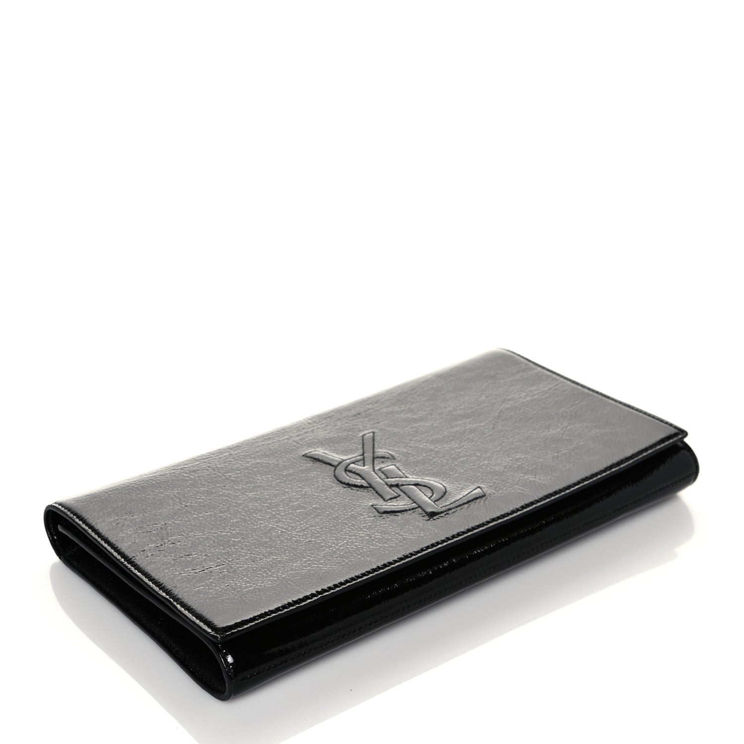 Saint Laurent Textured Patent Monogram Large Belle De Jour Clutch Black 4 of 10