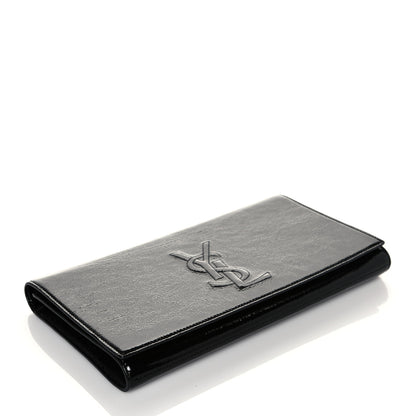 Saint Laurent Textured Patent Monogram Large Belle De Jour Clutch Black 4 of 10