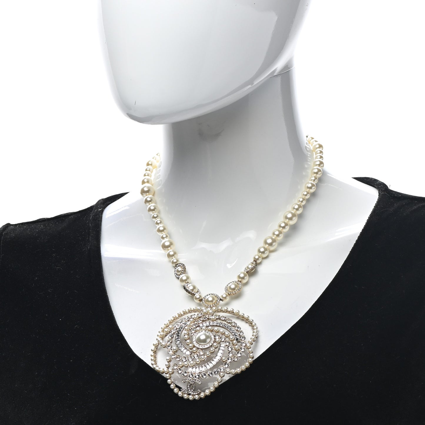 Pearl Crystal Lace Camellia Necklace Gold