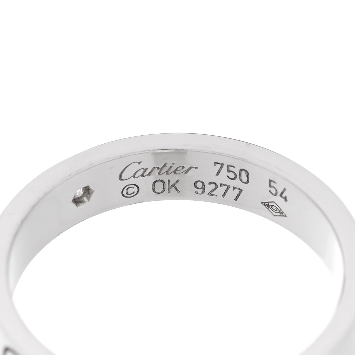 18K White Gold Diamond 4mm LOVE Wedding Band Ring 54 6.75