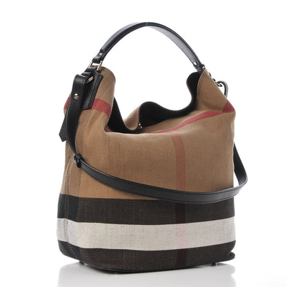 Burberry Canvas Mega Check Medium Ashby Hobo Black 4 of 9