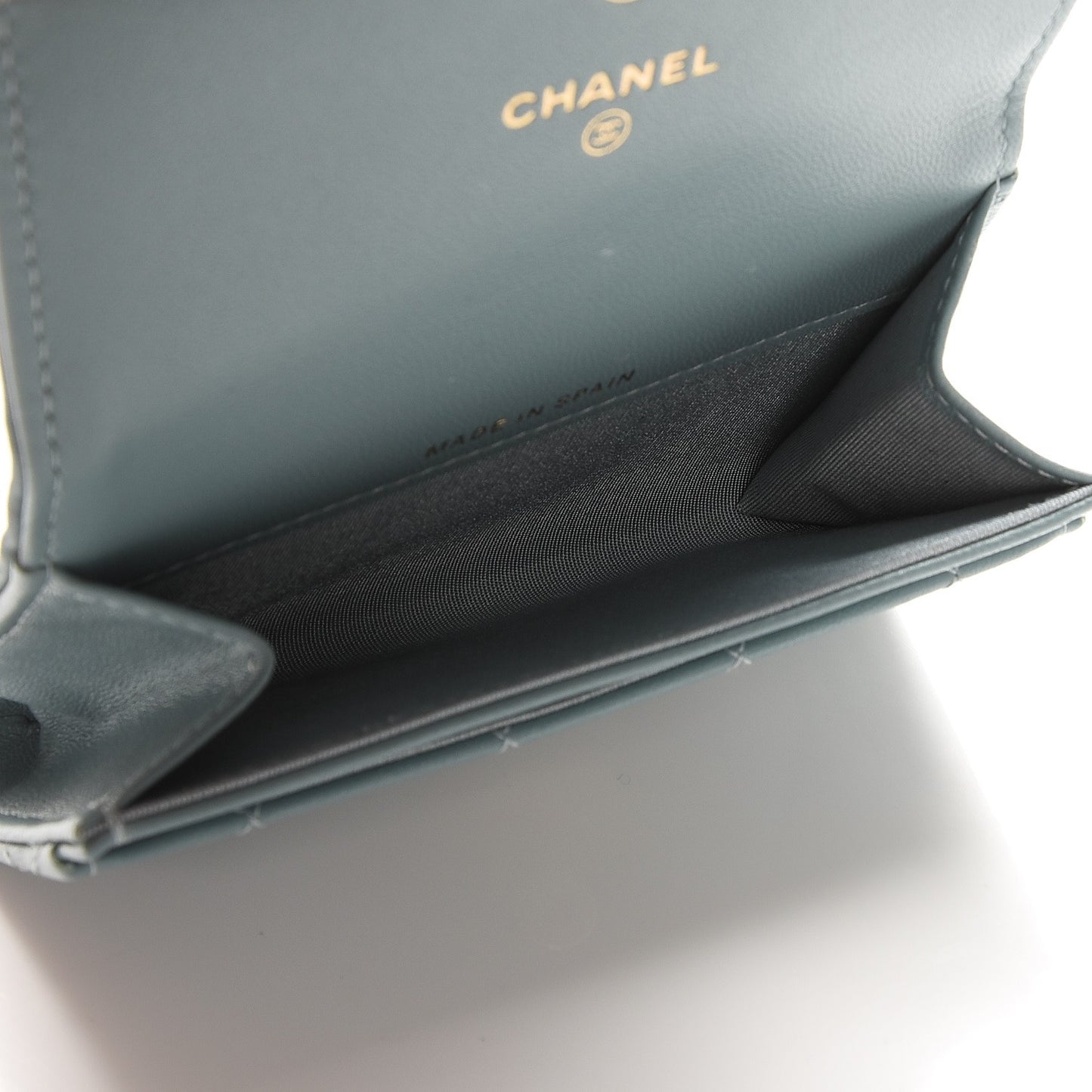 Lambskin Quilted Boy Card Holder Wallet Light Blue