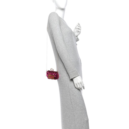 Fendi Sequin Paillettes Shiny Nappa Sex and the City Nano Maxi Buckle Baguette Charm Ciclamino Pilar 2 of 11