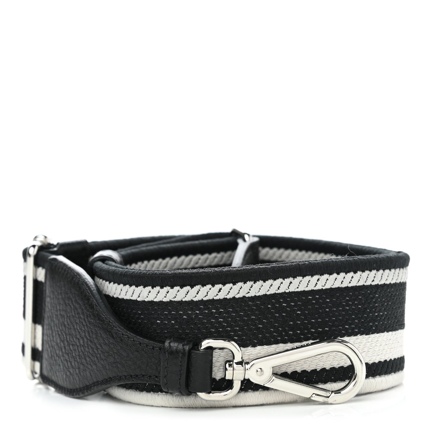 Canvas Calfskin Logo Shoulder Strap Black White