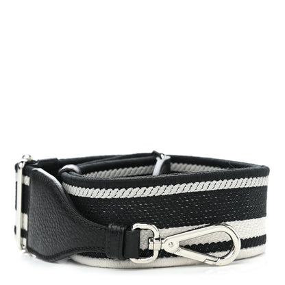 Prada Canvas Calfskin Logo Shoulder Strap Black White 2 of 4