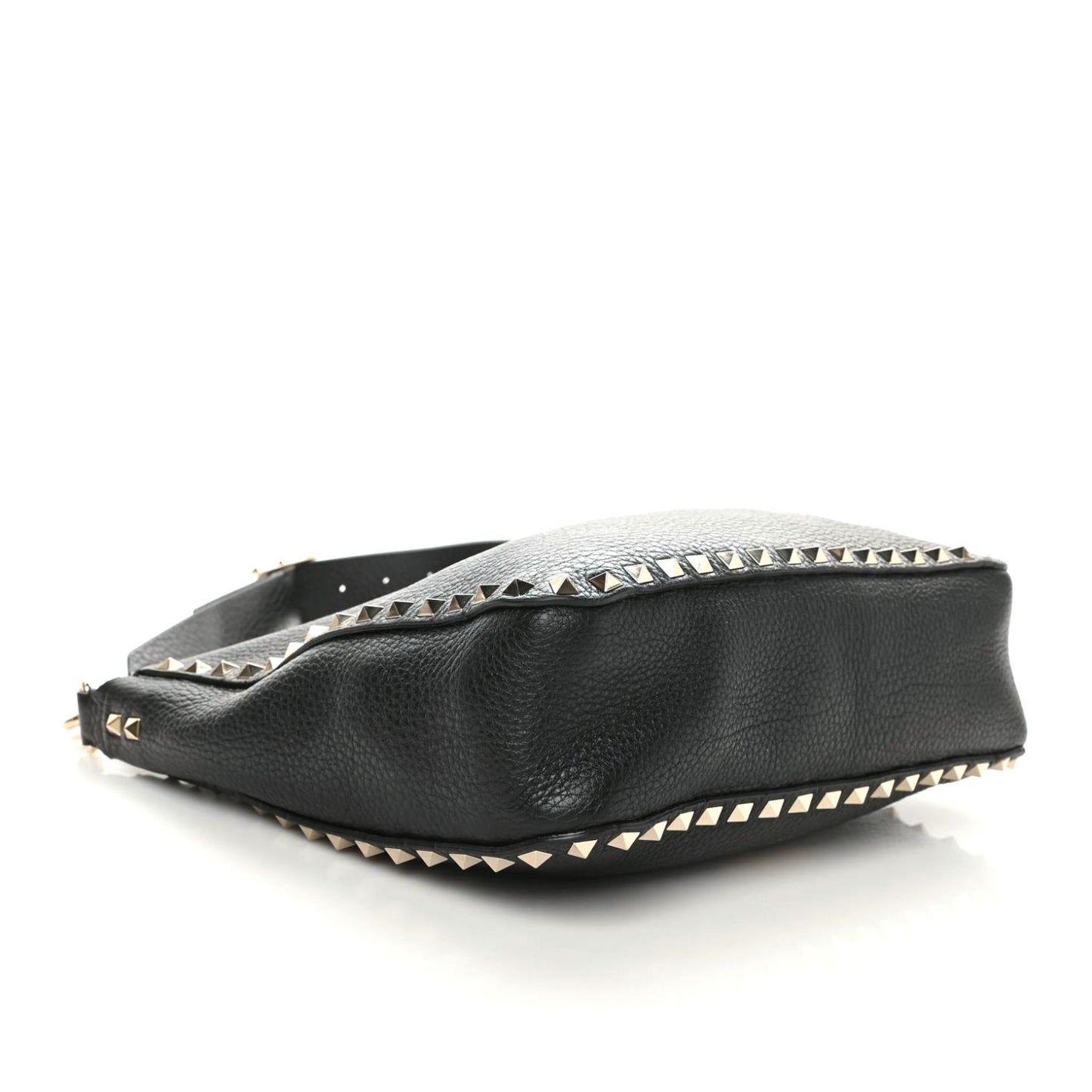 Pebbled Calfskin Large Rockstud Flip-Lock Messenger Bag Black