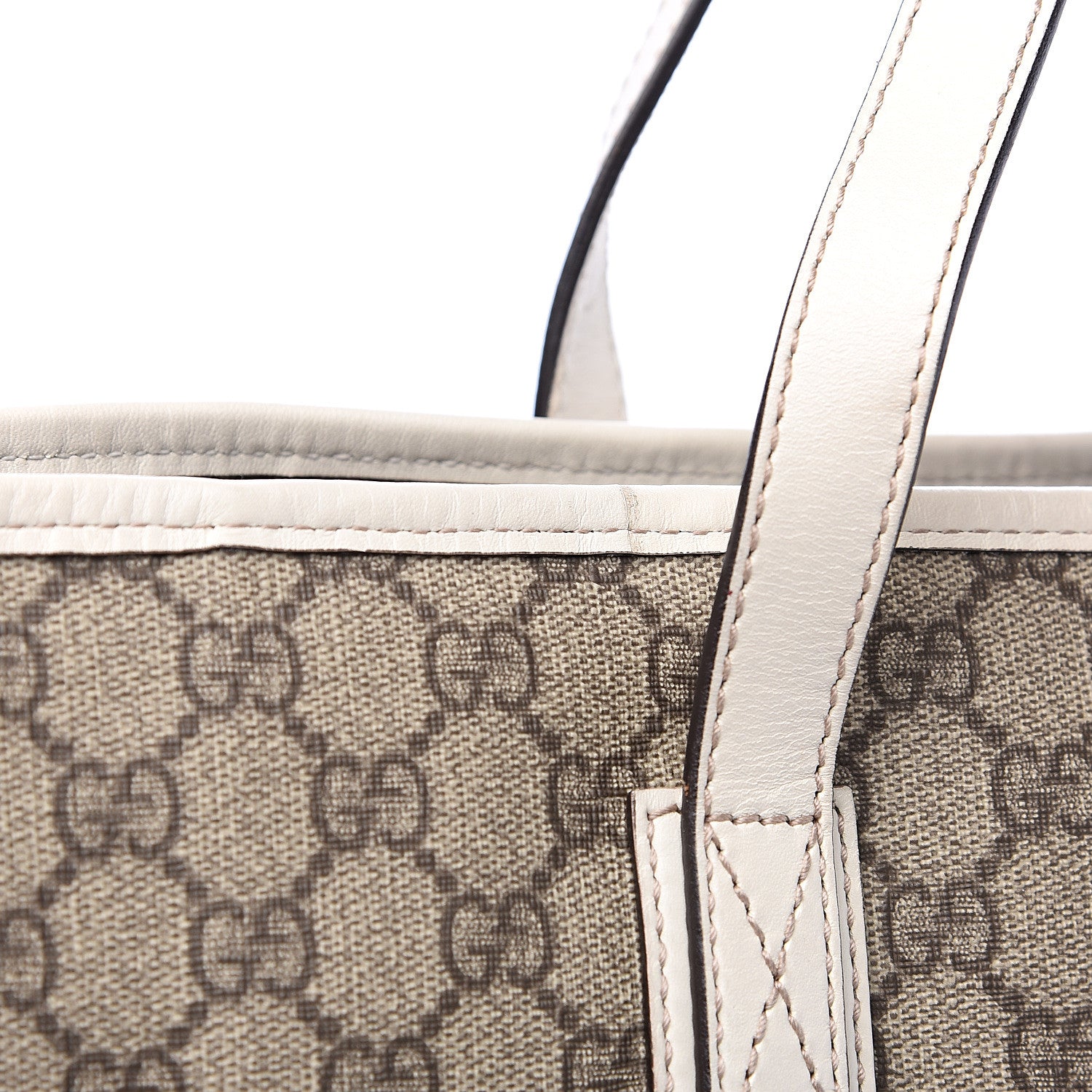 Gucci GG Supreme Monogram Large Zippered Shopping Tote Off White 9 of 10