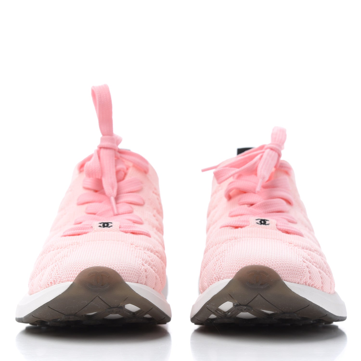 Chanel Mixed Fibers Quilted Womens CC Sneakers 40.5 Pink 2 of 11