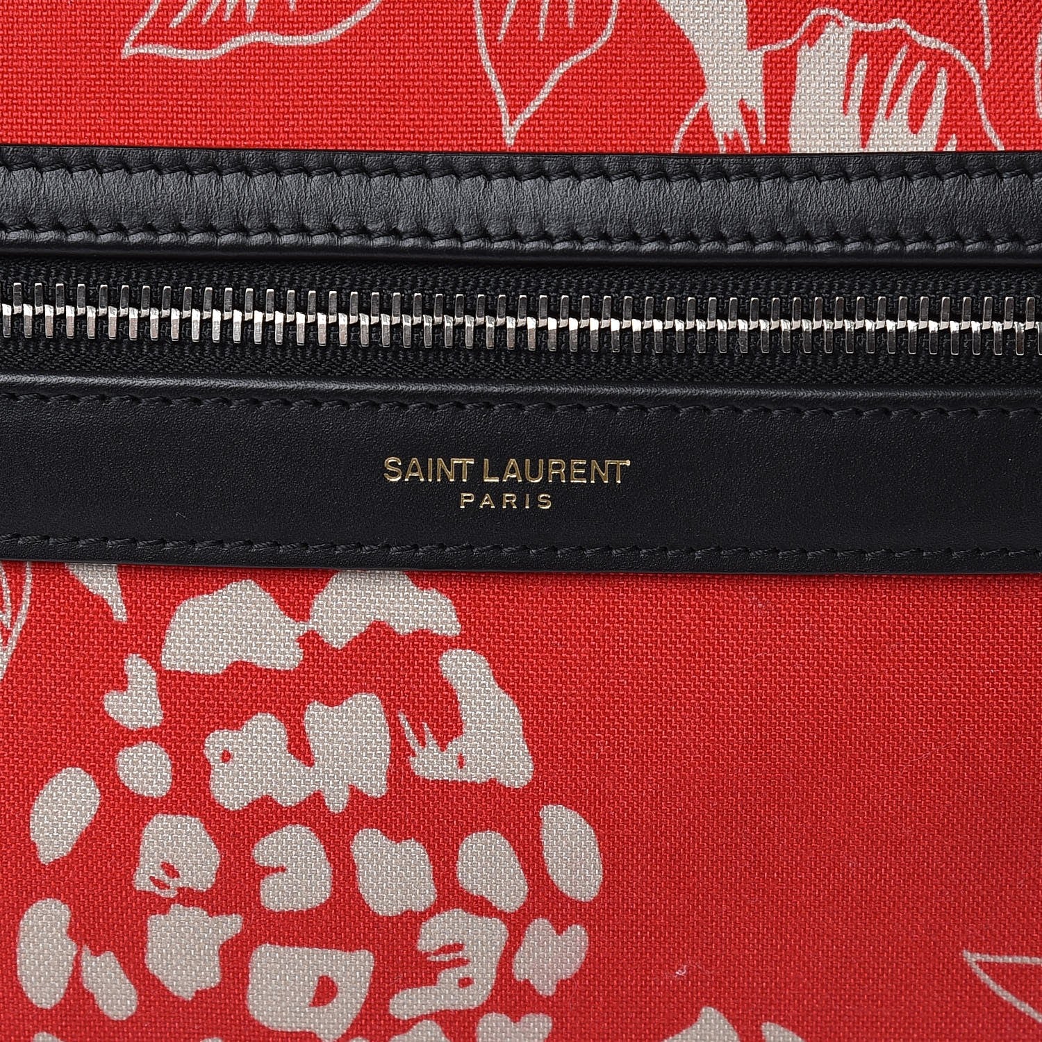 Saint Laurent Canvas Hawaiian Hibiscus Print City Backpack Red Ivory 8 of 9