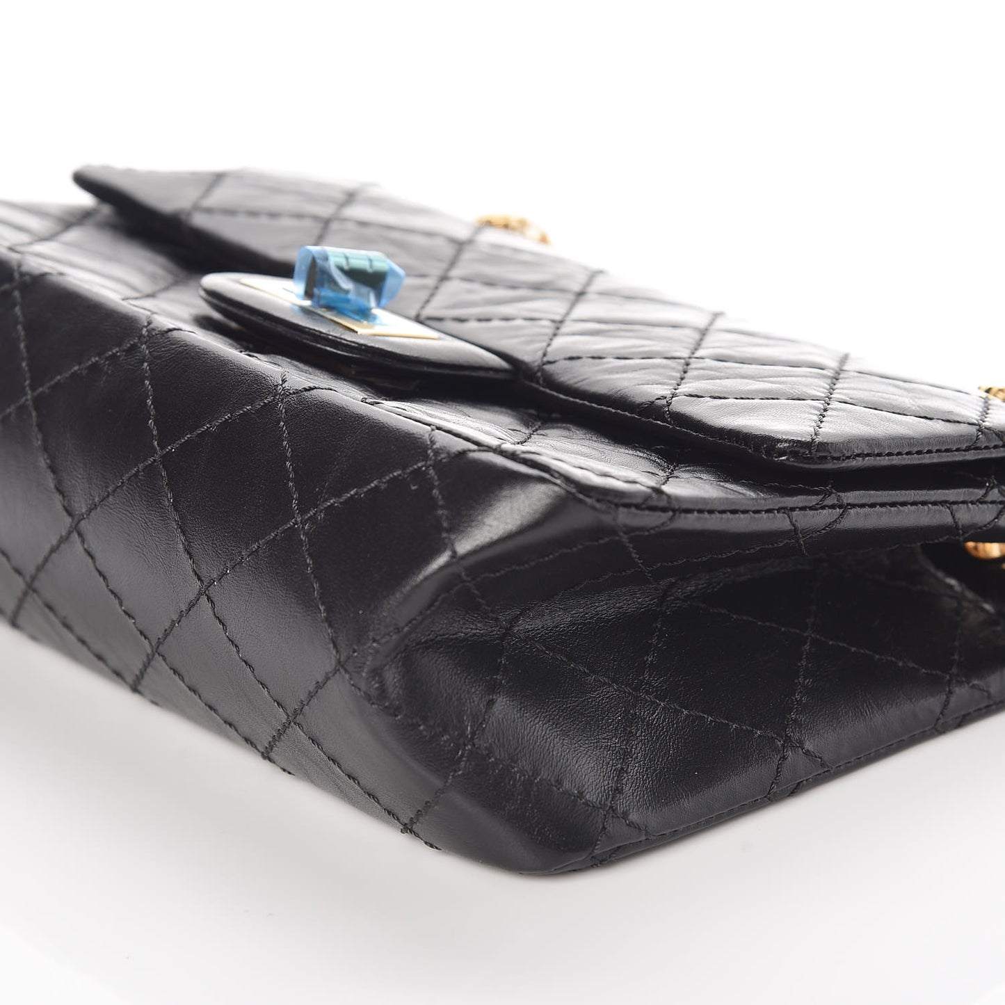 Aged Calfskin Quilted 2.55 Reissue Mini Flap Black