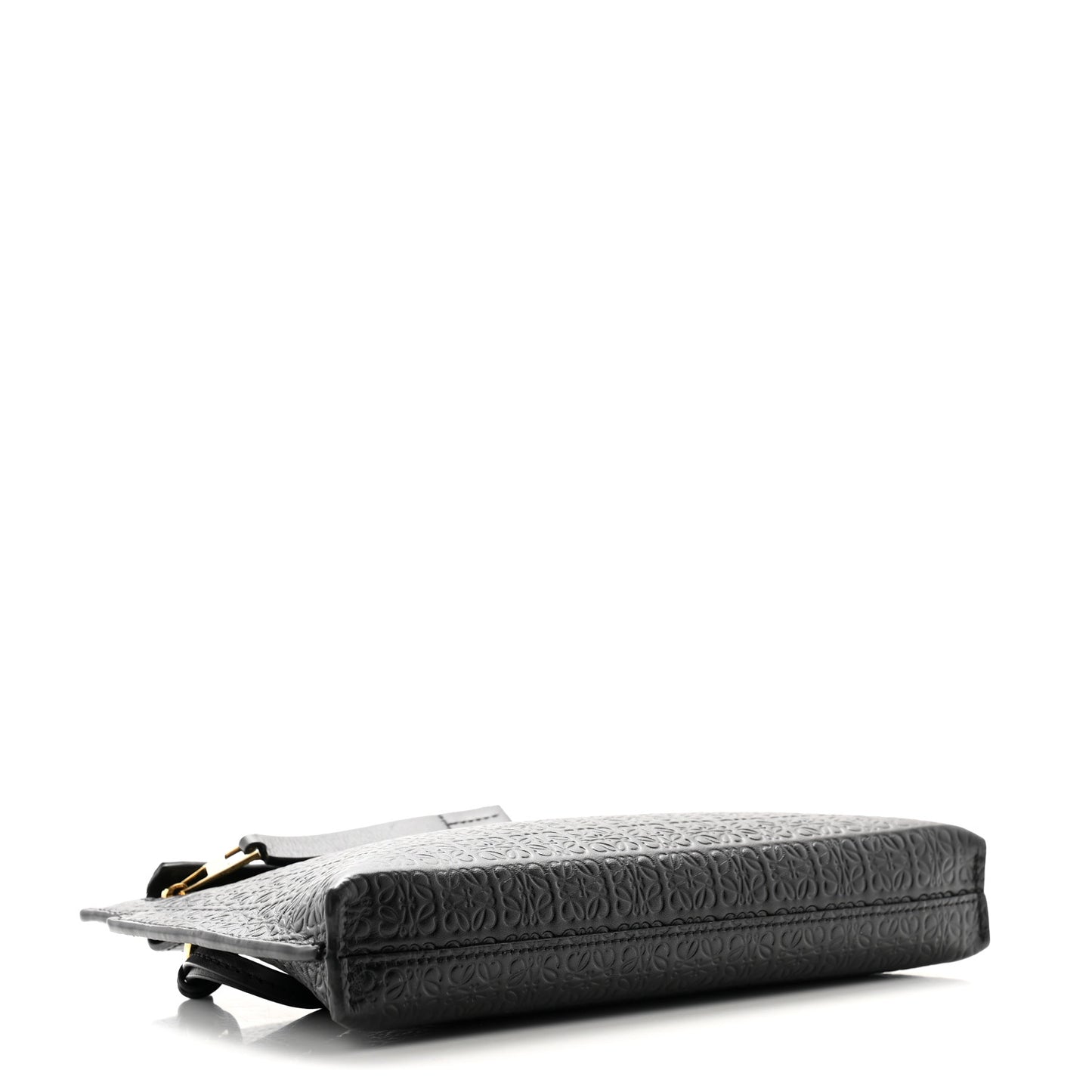 Calfskin Embossed Mini Repeat T Pouch Black