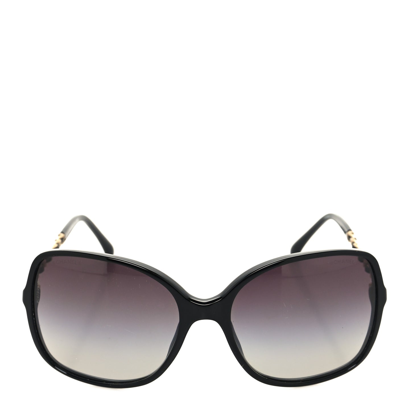 Acetate Lambskin Chain Square Sunglasses 5210-Q Black