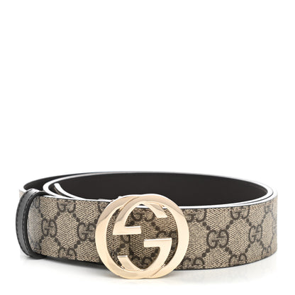 Gucci GG Supreme Monogram Interlocking G 37mm Belt 100 40 Beige Ebony Cocoa 1 of 5