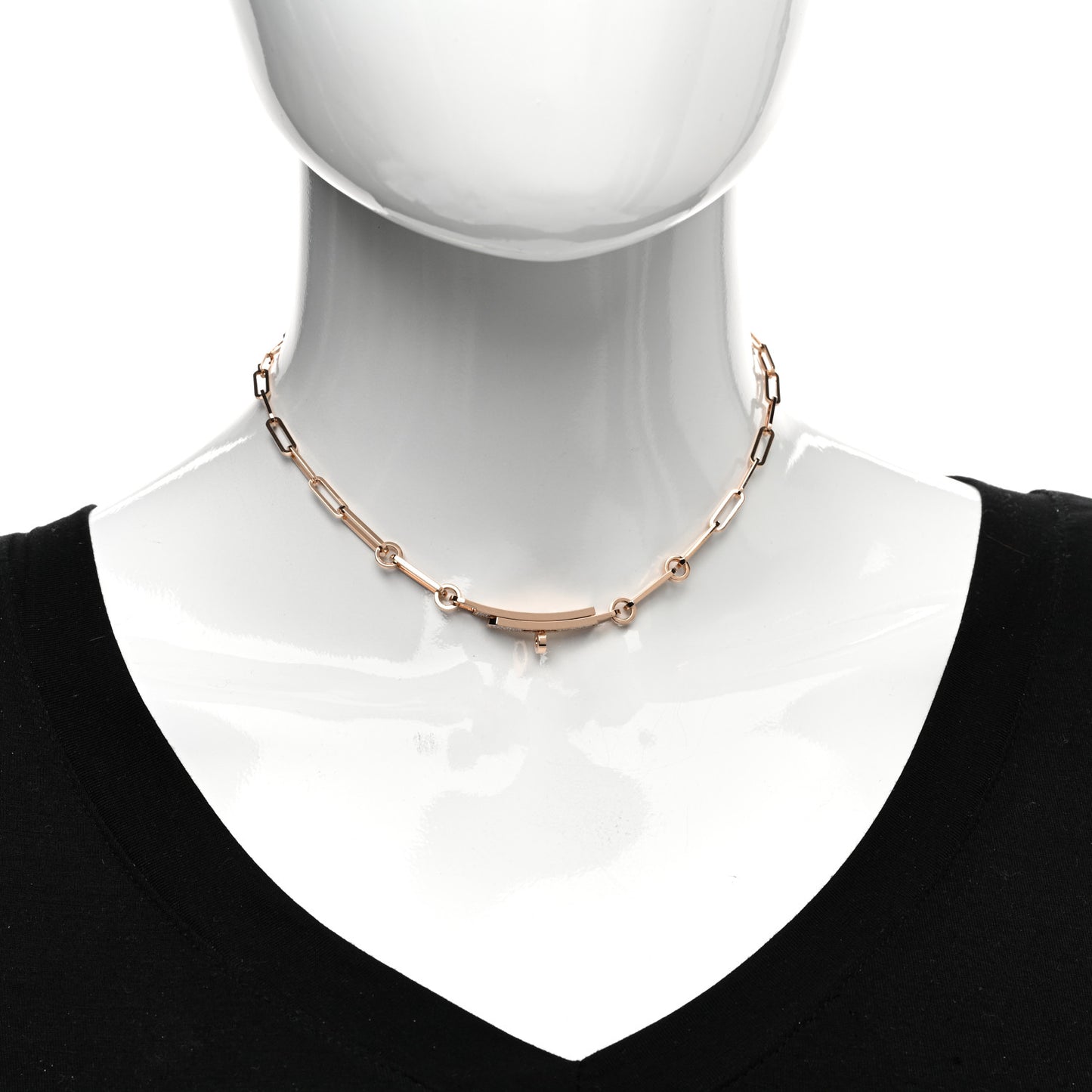 18K Rose Gold Diamond Pave Kelly Chaine Choker Necklace