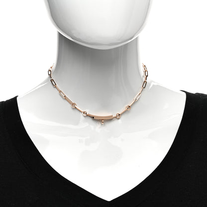 Hermes 18K Rose Gold Diamond Pave Kelly Chaine Choker Necklace 2 of 5