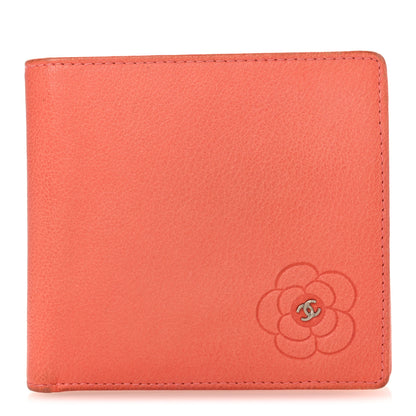 Chanel Goatskin Camellia Bi-Fold Wallet Coral 1 of 9