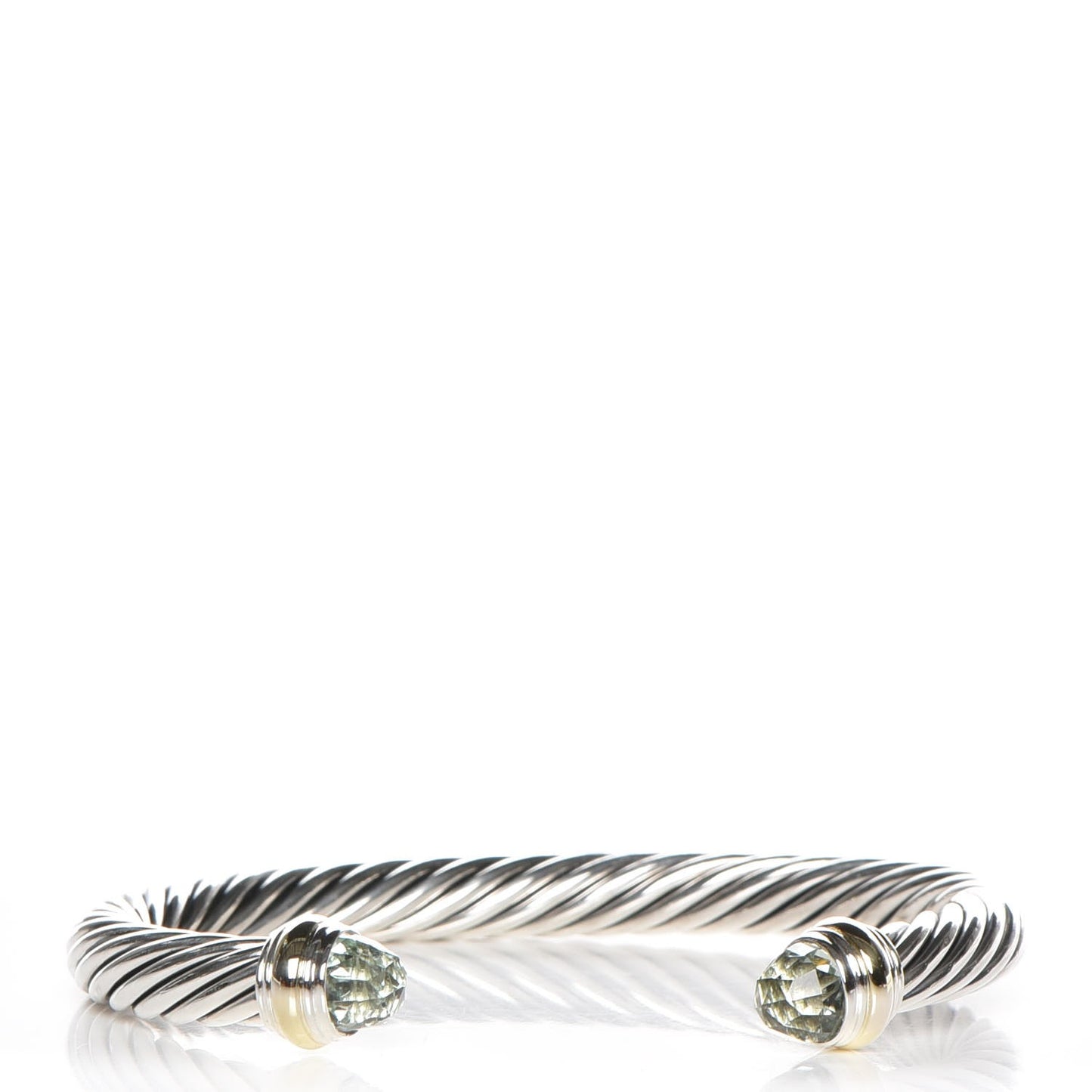 Sterling Silver 14K Yellow Gold Prasiolite 7mm Cable Classics Bracelet