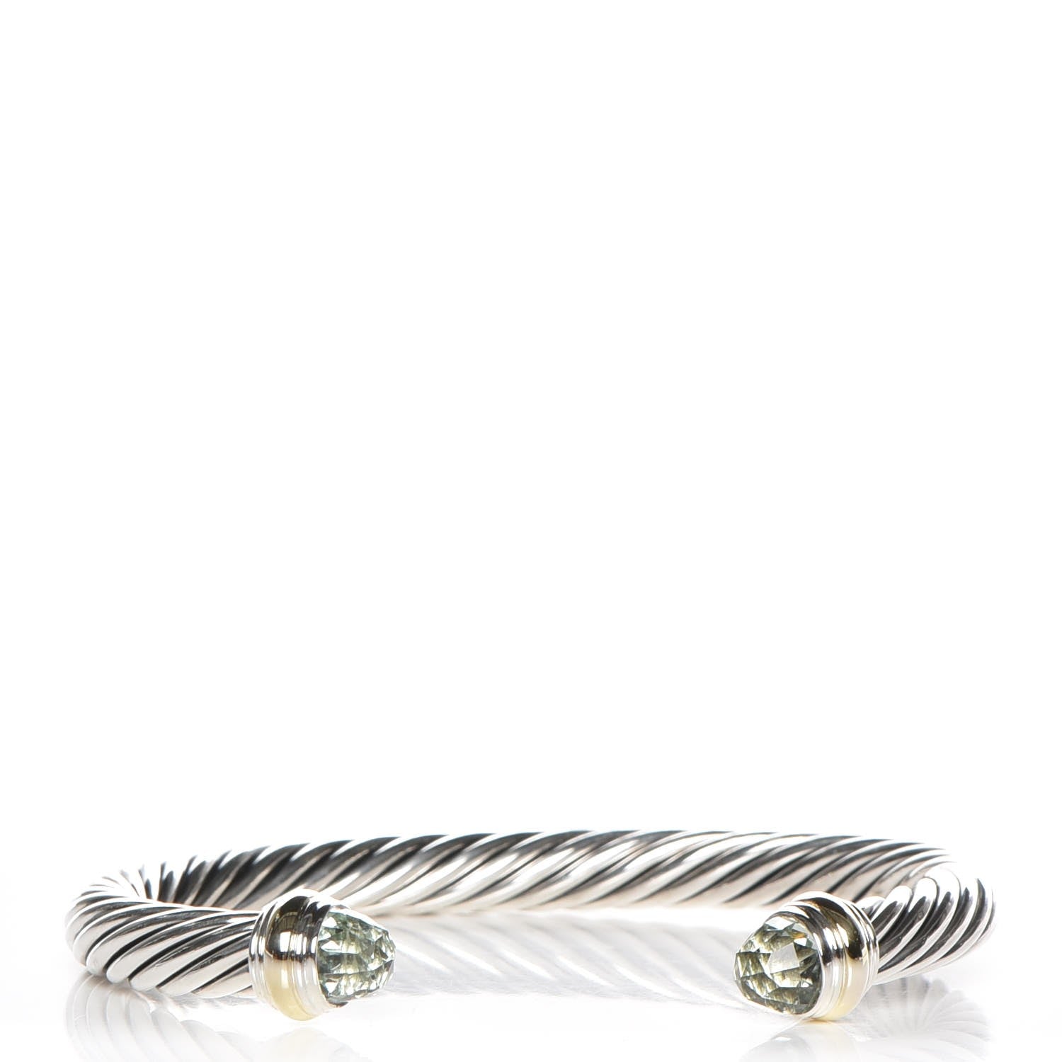 David Yurman Sterling Silver 14K Yellow Gold Prasiolite 7mm Cable Classics Bracelet 1 of 5