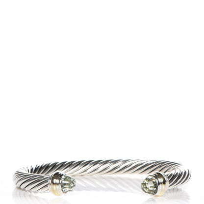 David Yurman Sterling Silver 14K Yellow Gold Prasiolite 7mm Cable Classics Bracelet 1 of 5