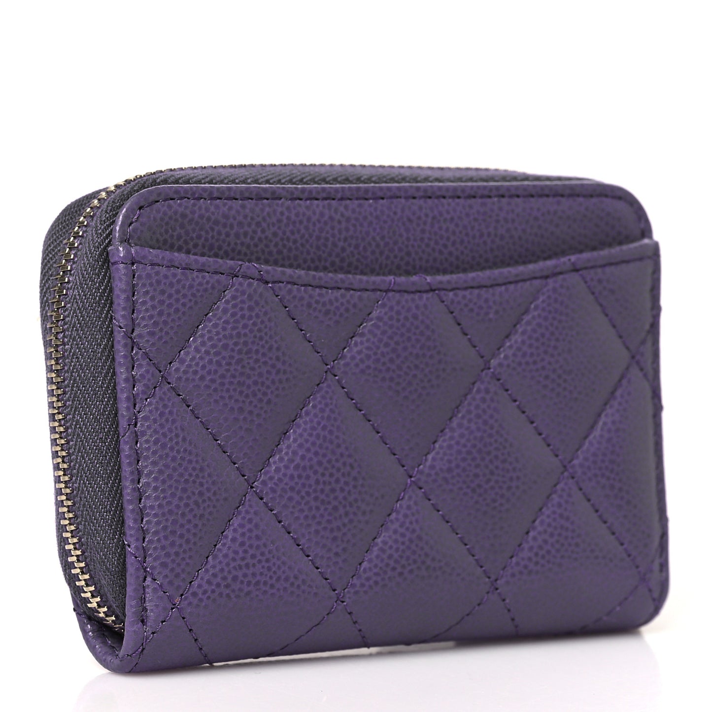 Caviar Quilted Zip Coin Purse Purple