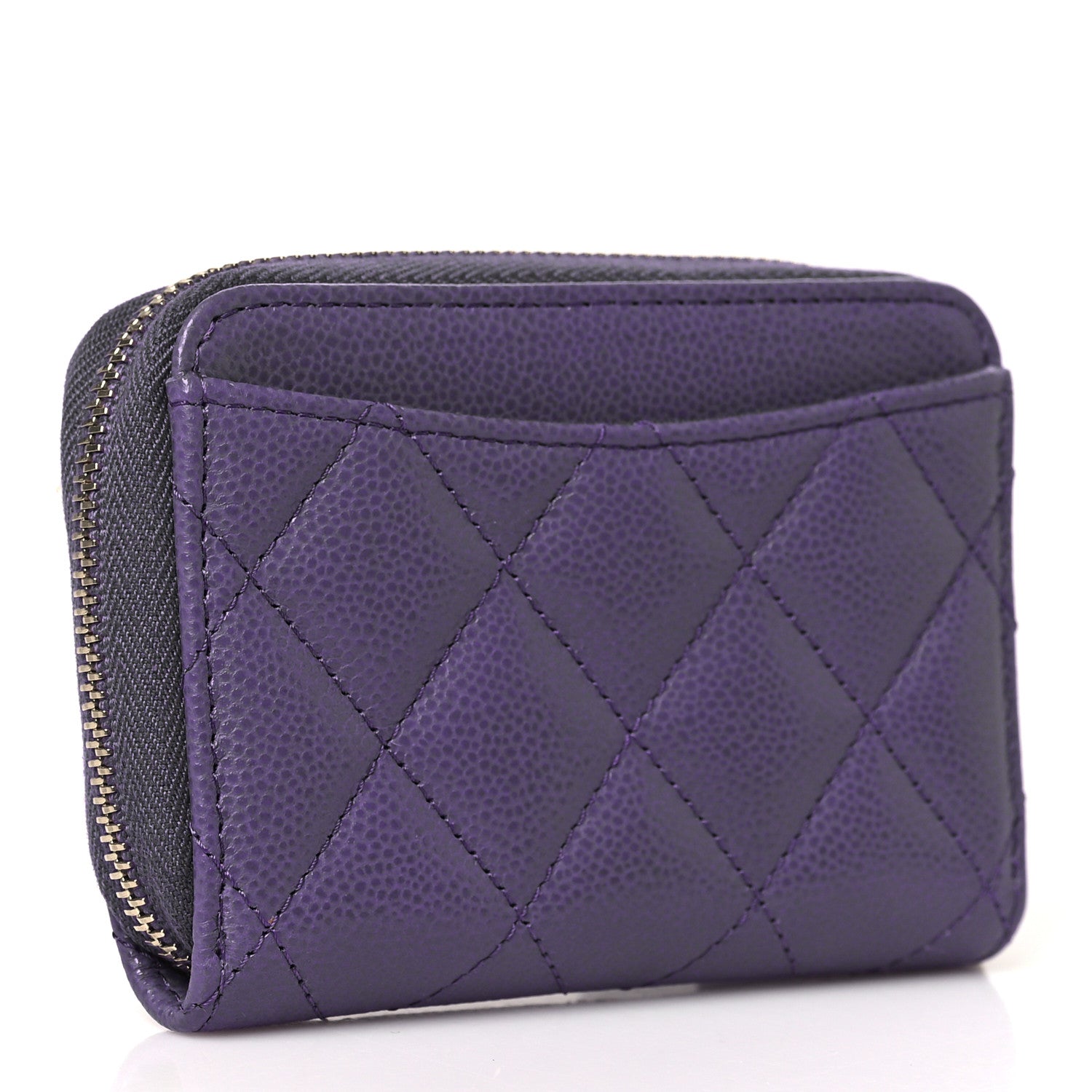 Chanel Caviar Quilted Zip Coin Purse Purple 3 of 8