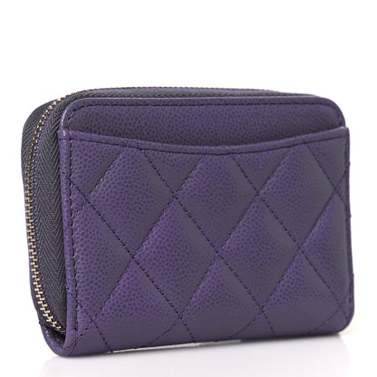 Chanel Caviar Quilted Zip Coin Purse Purple 3 of 8