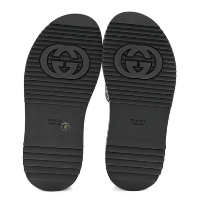 Gucci Jacquard Black Denim GG Monogram Angelina Platform 55mm Slide Sandals 36 Black Ivory 5 of 9