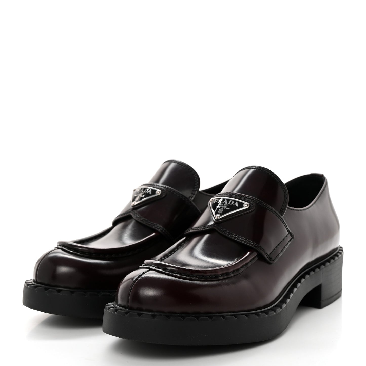 Spazzolato Metal Triangle Logo 50mm Loafers 38 Cordovan
