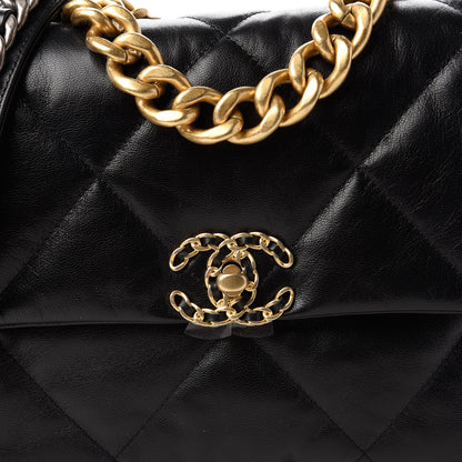 Chanel Goatskin Quilted Large Chanel 19 Flap Black 10 of 11