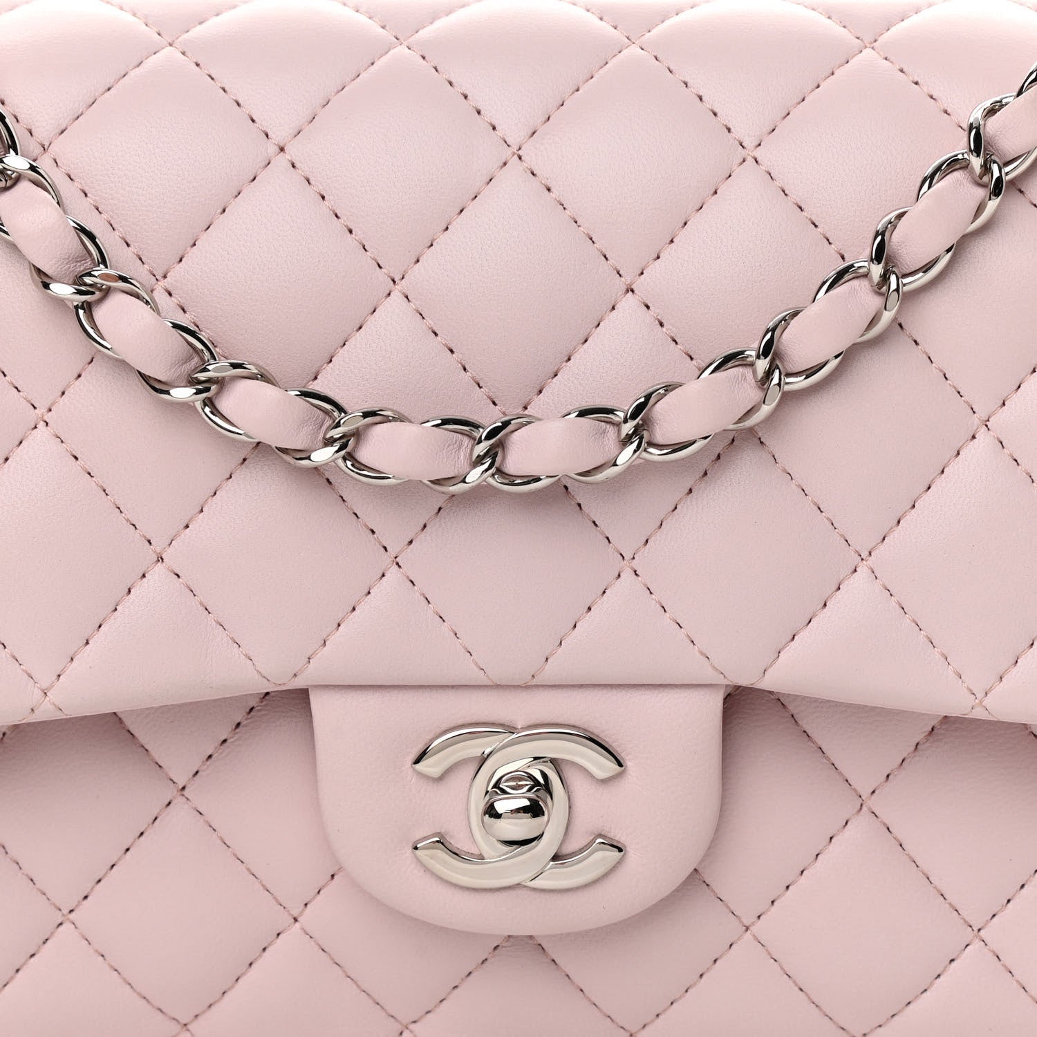Chanel Lambskin Quilted Medium Double Flap Light Pink 7 of 10