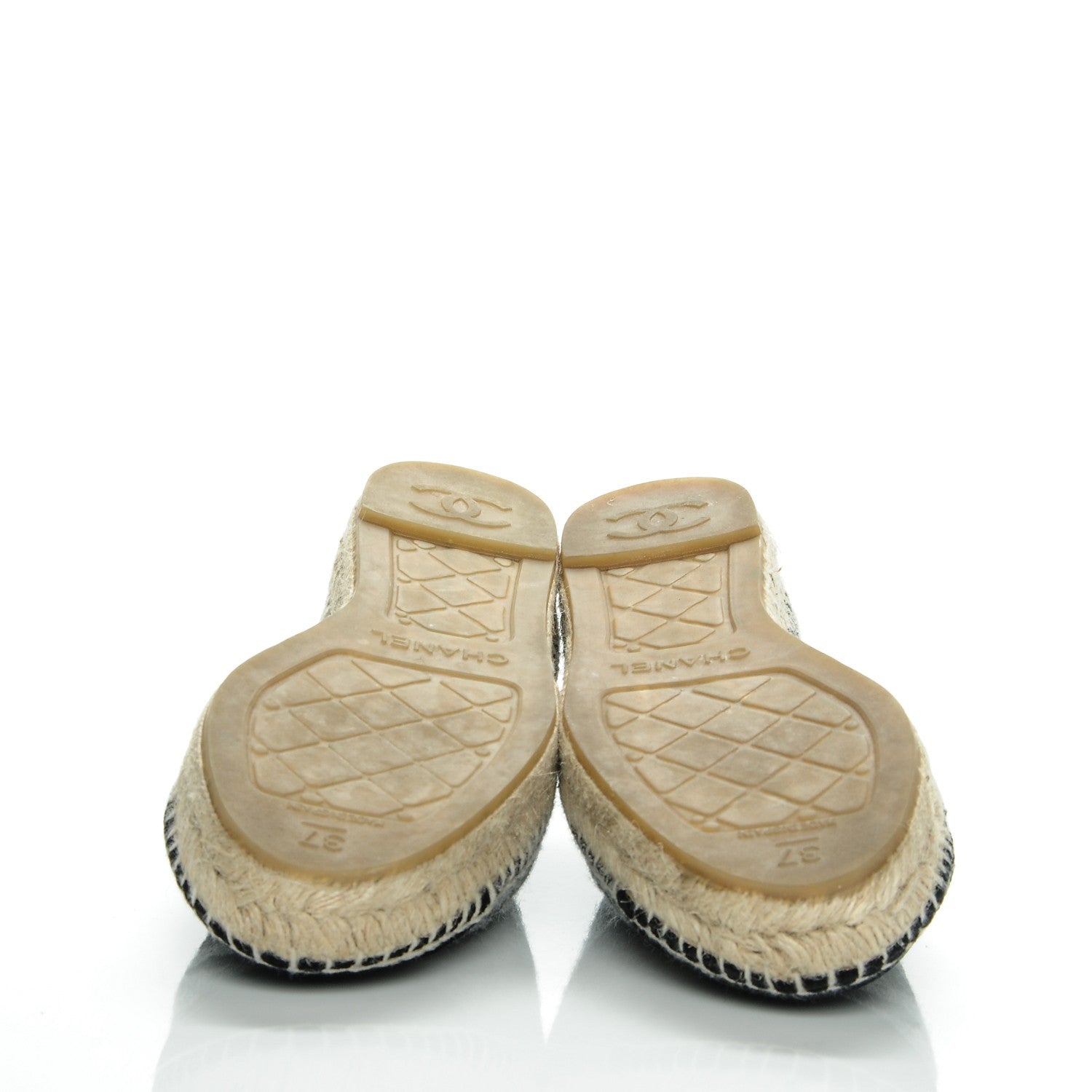 Chanel Tweed Velvet CC Espadrilles 37 Grey Black 5 of 7