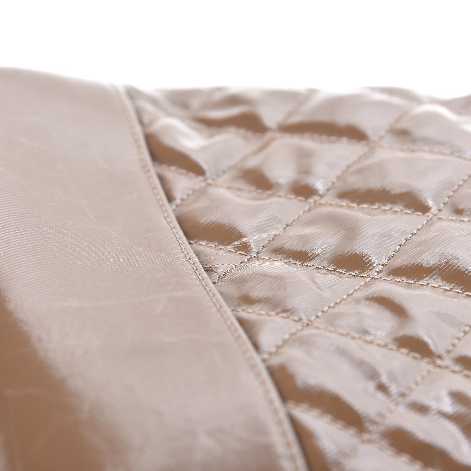 Chanel Coated Canvas Quilted Tote Taupe 12 of 16