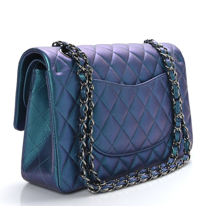 Chanel Iridescent Lambskin Quilted Medium Double Flap Turquoise 3 of 9