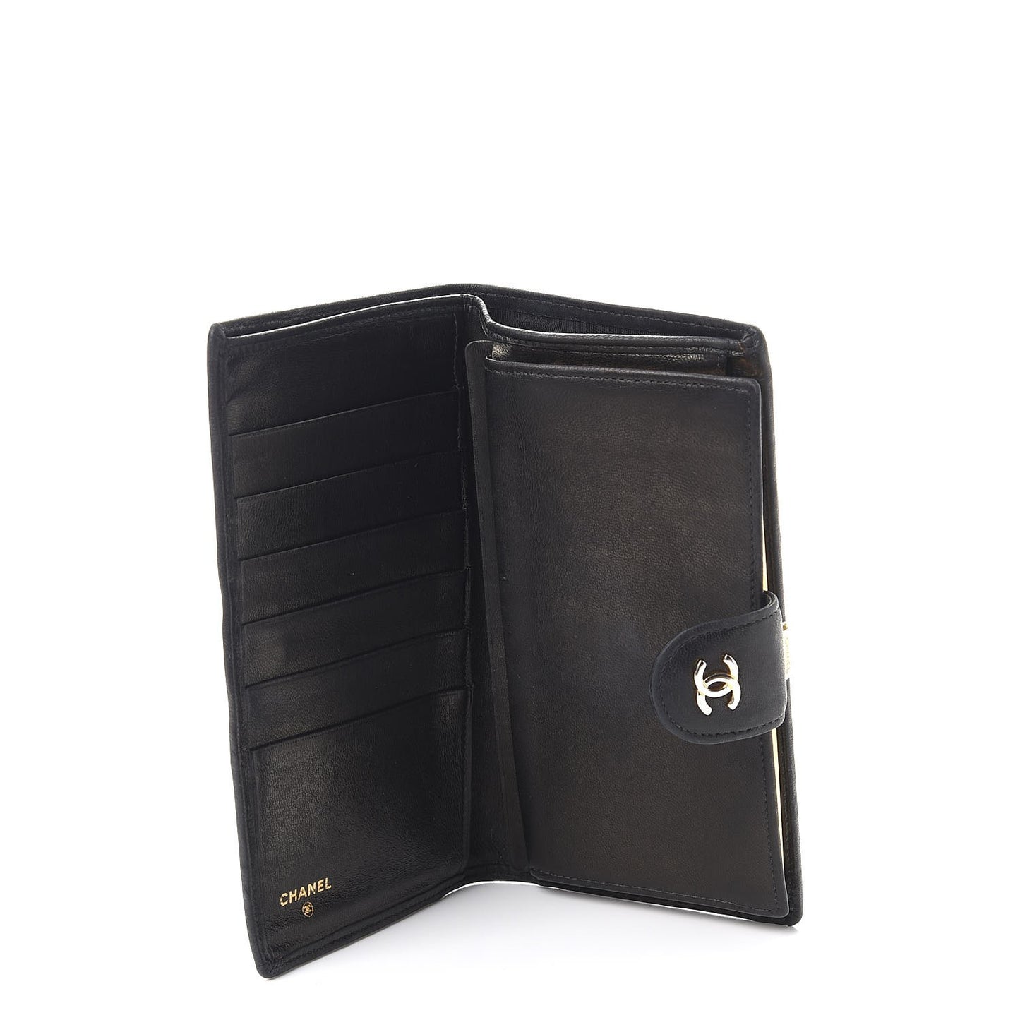 Lambskin Diamond Stitched French Wallet Black