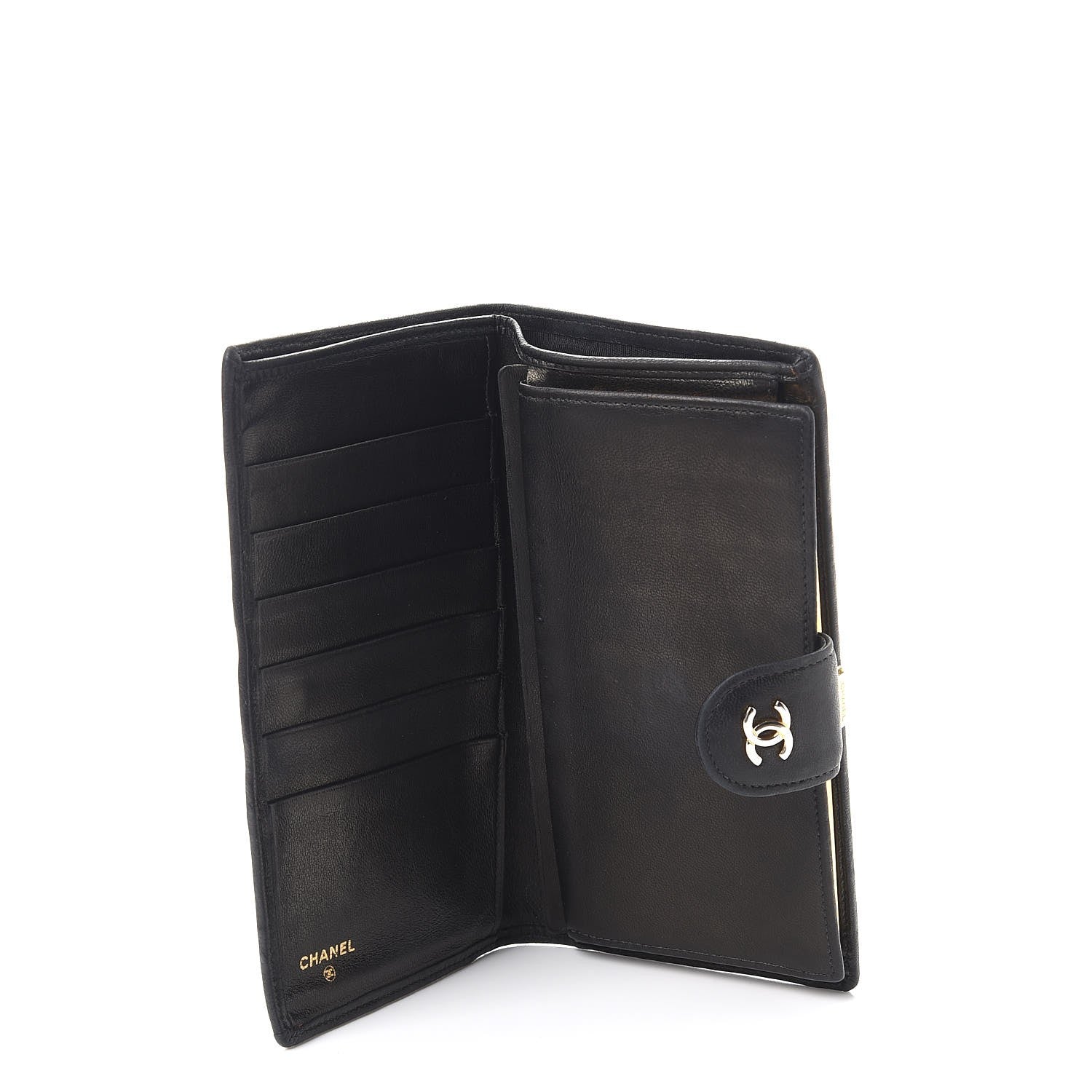 Chanel Lambskin Diamond Stitched French Wallet Black 5 of 13