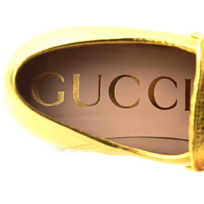 Gucci Malaga Kid Pearl Studded Vegas Platform Loafers 38.5 Black Gold 7 of 9