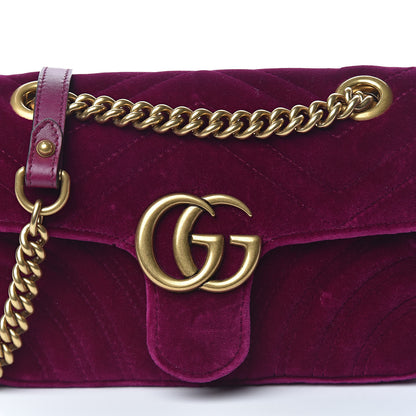 Gucci Velvet Matelasse Mini GG Marmont Shoulder Bag Fuchsia Violet Cyclamen 10 of 10