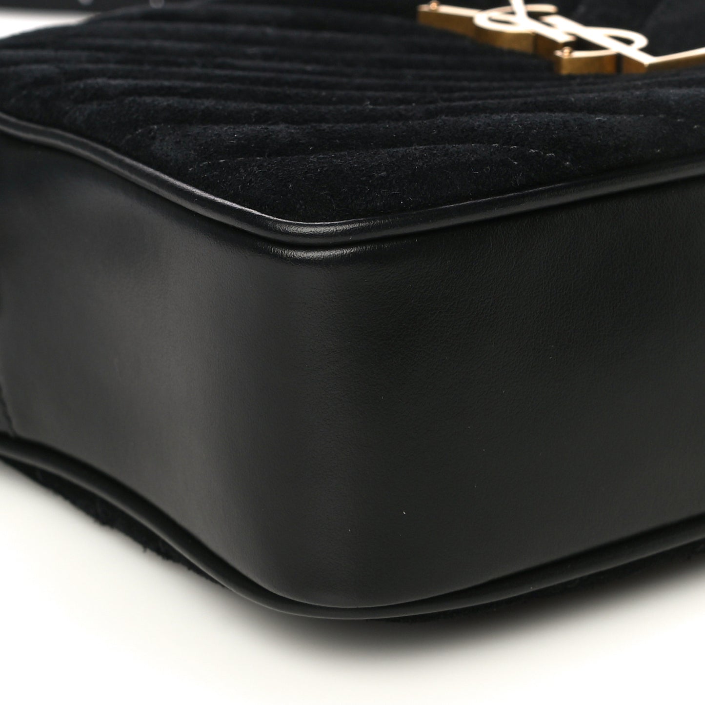 Suede Calfskin Monogram Lou Camera Bag Black