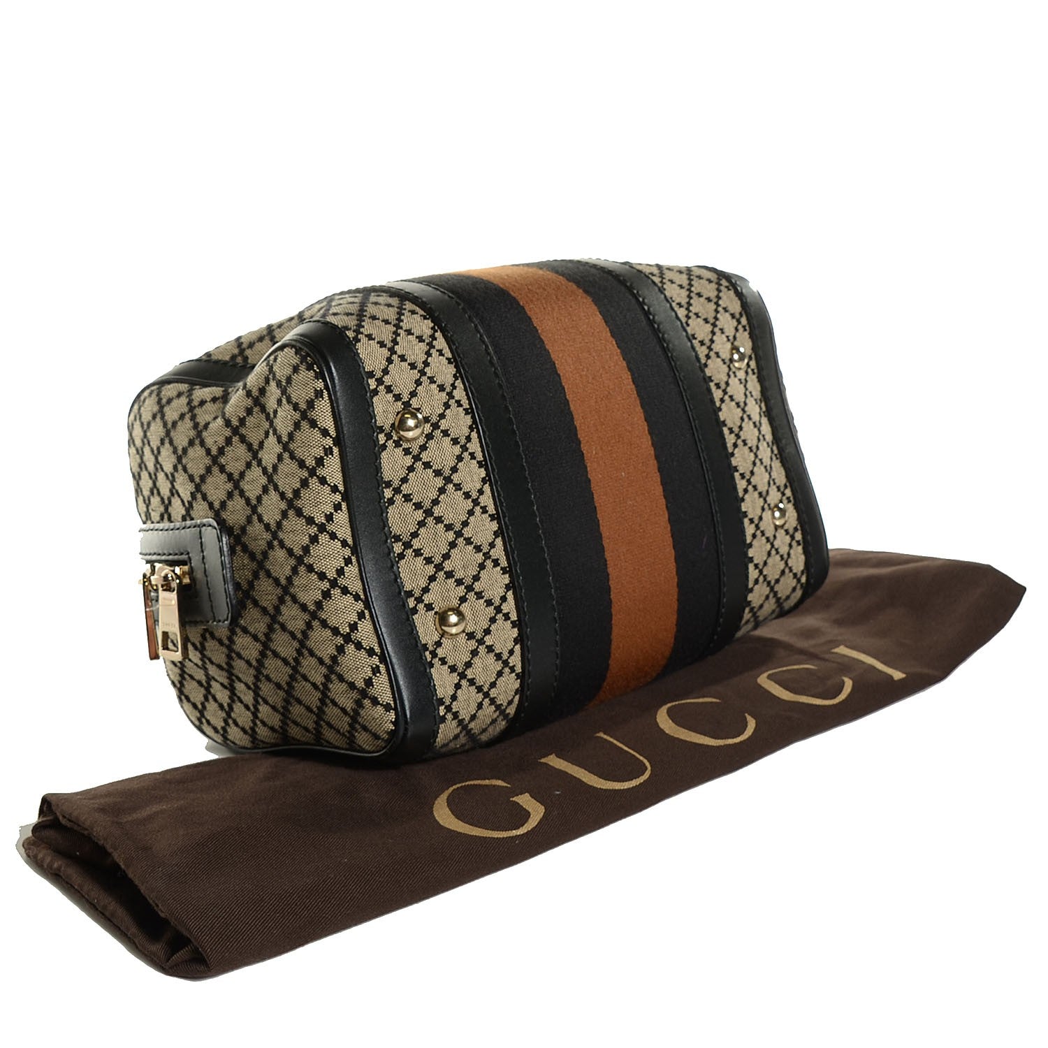 Gucci Diamante Vintage Web Small Boston Black 4 of 7