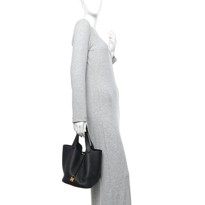 Hermes Taurillon Clemence Picotin Lock 22 MM Black 2 of 13