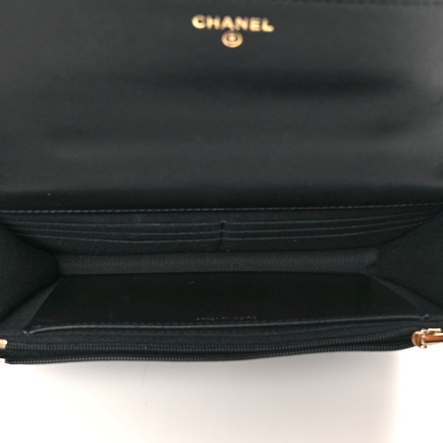 Lambskin Quilted Crystal Pearl Handle Wallet On Chain WOC Black