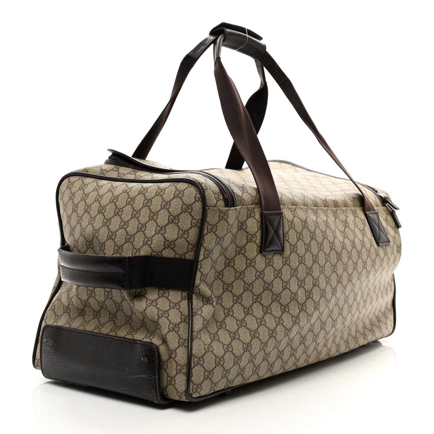 GG Supreme Monogram Two Wheel Suitcase Brown
